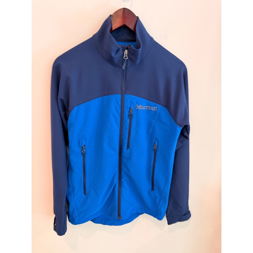 Marmot Softshell Jacket Mens Small Blue Full Zip Lightweight NWOT